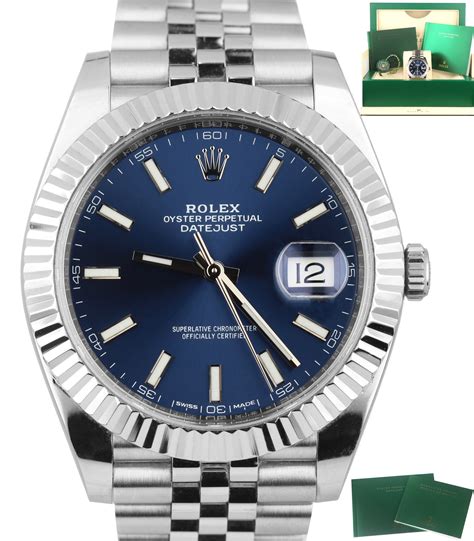 rolex blue face datejus vintage price|rolex datejust 41 126334.